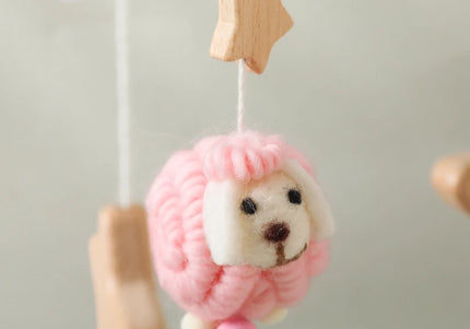 Giostrina Neonato in Legno 0-12 Mesi con Campanella e Sonaglio Appeso, Giocattolo Morbido per Bambini, Idea Regalo