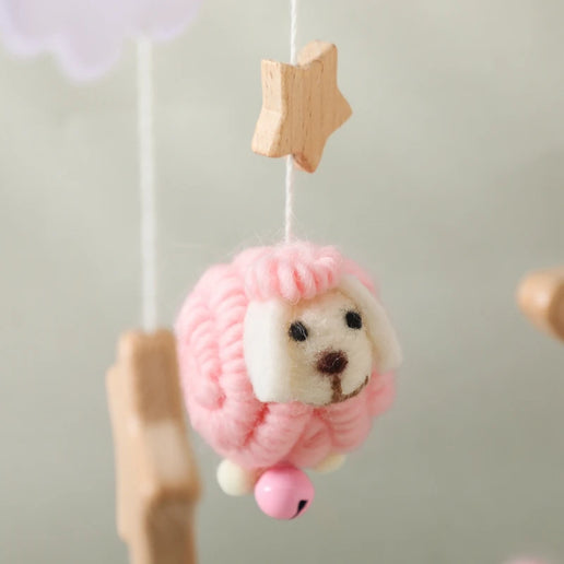 Giostrina Neonato in Legno 0-12 Mesi con Campanella e Sonaglio Appeso, Giocattolo Morbido per Bambini, Idea Regalo