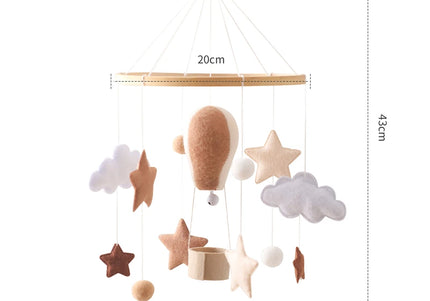 Giostrina in feltro con mongolfiera per culla – Giostrina in legno con ciondoli - Ideale per neonati come regalo bambini