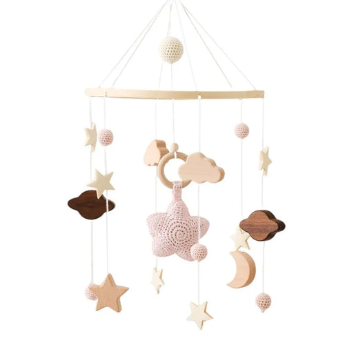 Giostrina Neonato in Legno 0-12 Mesi con Campanella e Sonaglio Appeso, Giocattolo Morbido per Bambini, Idea Regalo