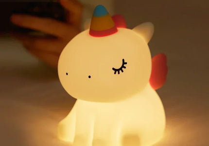 Luce notturna LED unicorno in silicone, ricaricabile e touch per bambini