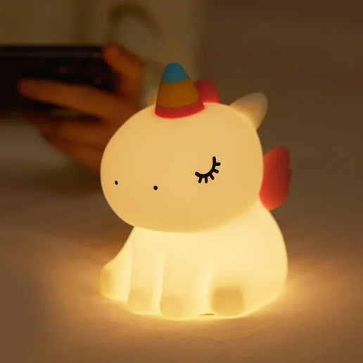 Luce notturna LED unicorno in silicone, ricaricabile e touch per bambini