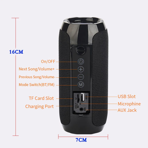 Altoparlante Bluetooth portatile con radio FM, vivavoce e bassi potenziati