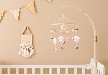 Giostrina Neonato in Legno 0-12 Mesi con Campanella e Sonaglio Appeso, Giocattolo Morbido per Bambini, Idea Regalo
