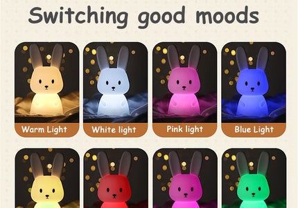 Luce notturna a LED simpatico coniglio animale cartone animato lampada in silicone dimmerabile USB ricaricabile per bambini regalo camera da letto per bambini Luce per dormire