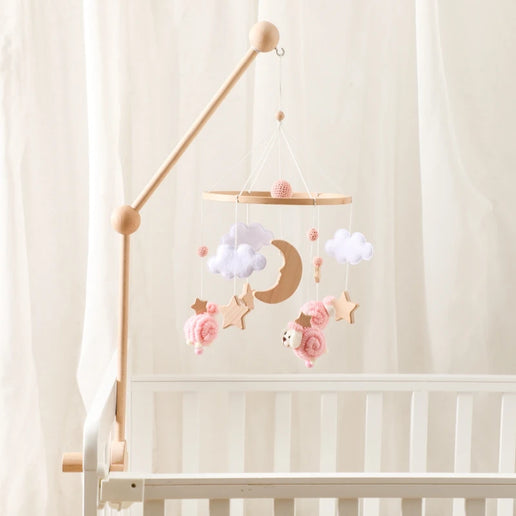 Giostrina Neonato in Legno 0-12 Mesi con Campanella e Sonaglio Appeso, Giocattolo Morbido per Bambini, Idea Regalo