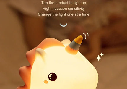 Luce notturna LED unicorno in silicone, ricaricabile e touch per bambini