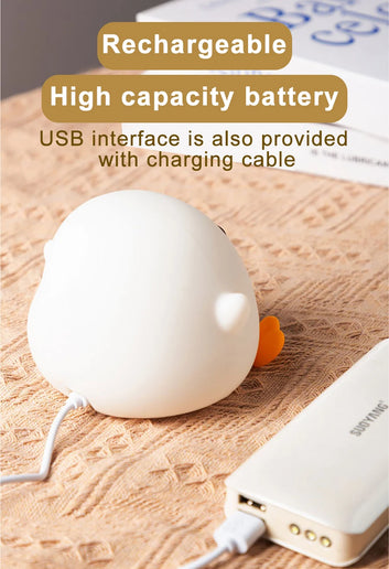 Luce notturna LED piccola anatra in silicone ricaricabile USB per bambini