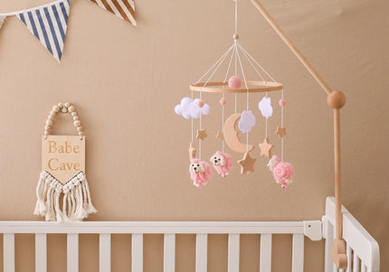 Giostrina Neonato in Legno 0-12 Mesi con Campanella e Sonaglio Appeso, Giocattolo Morbido per Bambini, Idea Regalo