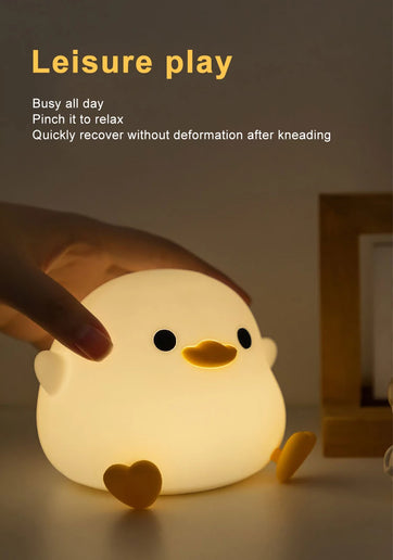 Luce notturna LED piccola anatra in silicone ricaricabile USB per bambini