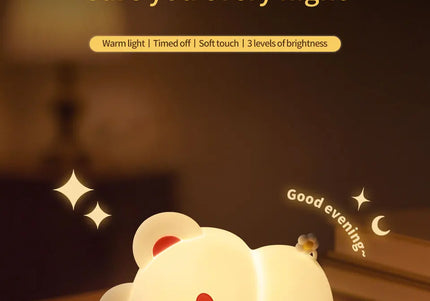 Lampada LED notturna in silicone con animali, ricaricabile e portatile per bambini