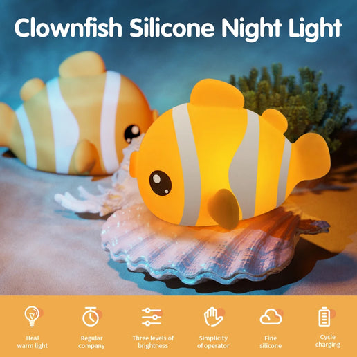 Lampada LED notturna in silicone con animali, ricaricabile e portatile per bambini
