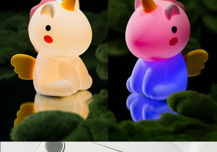 Luce notturna LED unicorno in silicone, ricaricabile e touch per bambini