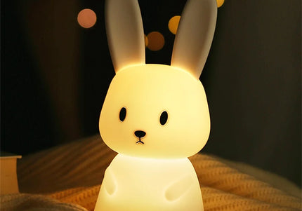 Luce notturna a LED simpatico coniglio animale cartone animato lampada in silicone dimmerabile USB ricaricabile per bambini regalo camera da letto per bambini Luce per dormire