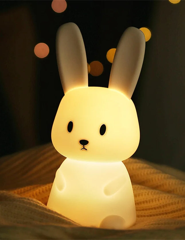 Luce notturna a LED simpatico coniglio animale cartone animato lampada in silicone dimmerabile USB ricaricabile per bambini regalo camera da letto per bambini Luce per dormire