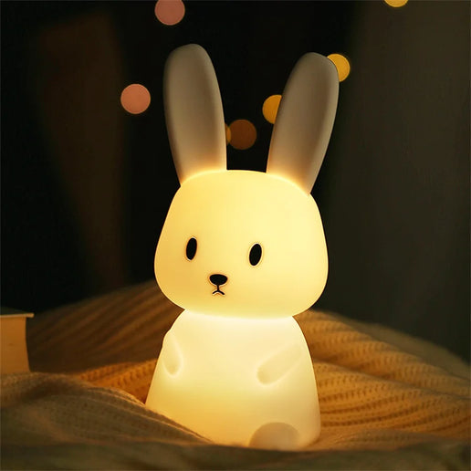 Luce notturna a LED simpatico coniglio animale cartone animato lampada in silicone dimmerabile USB ricaricabile per bambini regalo camera da letto per bambini Luce per dormire