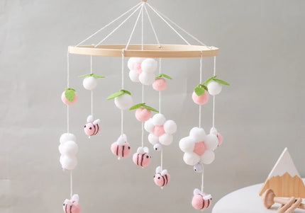 Giostrina Neonato in Legno 0-12 Mesi con Campanella e Sonaglio Appeso, Giocattolo Morbido per Bambini, Idea Regalo