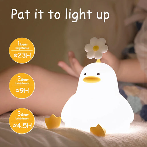Luce notturna LED piccola anatra in silicone ricaricabile USB per bambini