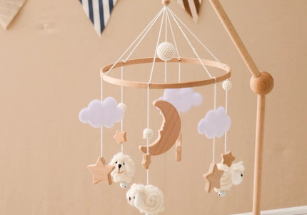 Giostrina Neonato in Legno 0-12 Mesi con Campanella e Sonaglio Appeso, Giocattolo Morbido per Bambini, Idea Regalo