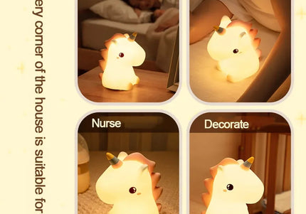 Luce notturna LED unicorno in silicone, ricaricabile e touch per bambini