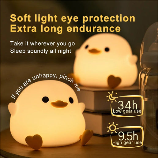 Luce notturna LED piccola anatra in silicone ricaricabile USB per bambini